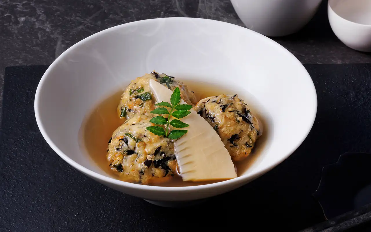 筍と大葉のふんわり豆腐揚げ