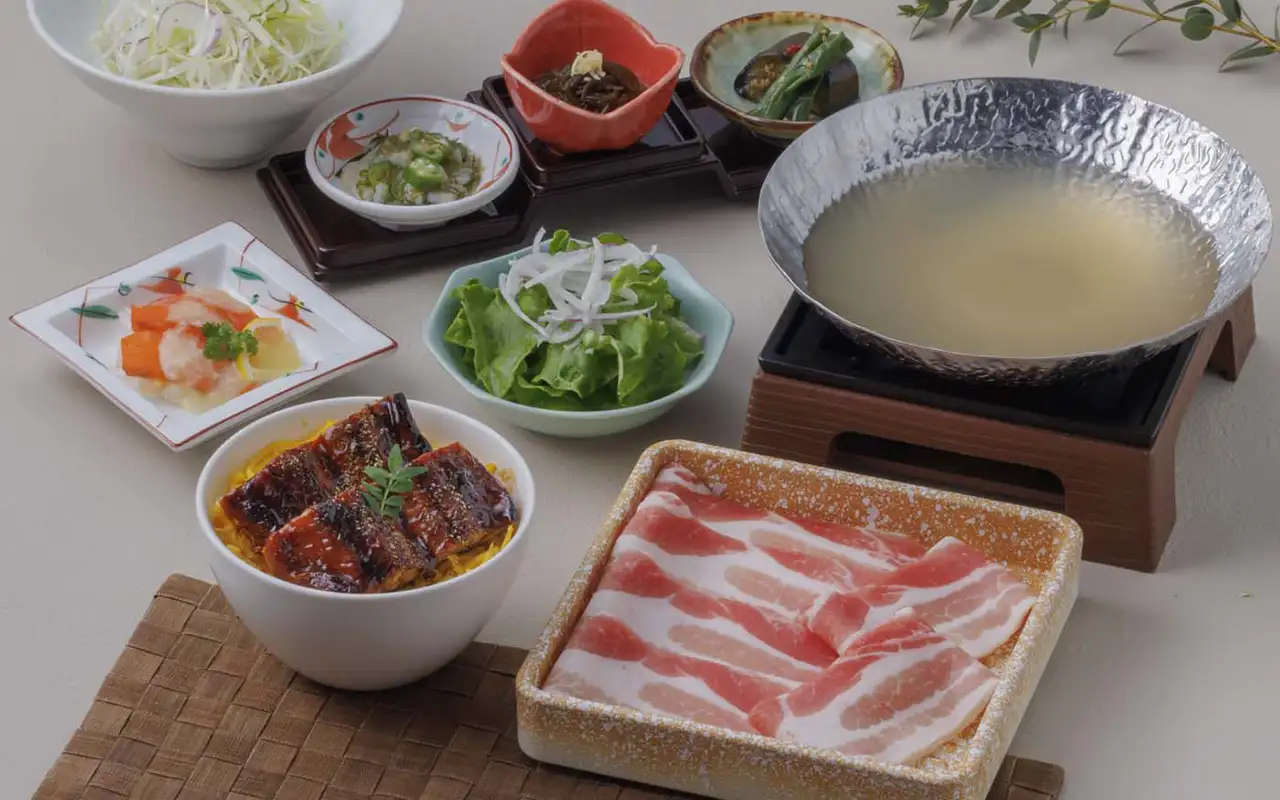 鰻丼と和豚もちぶたのしゃぶしゃぶ御膳