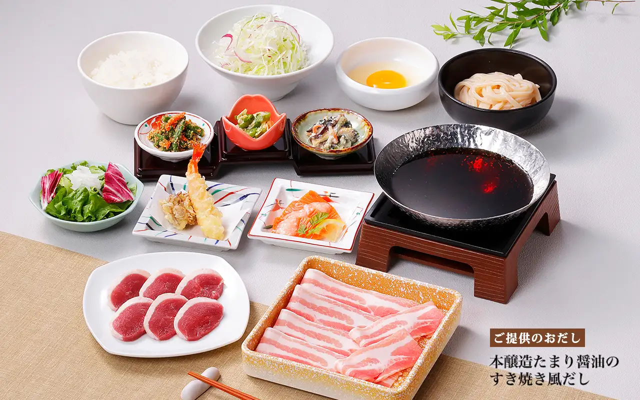 和豚もちぶたと鴨ロースの鴨すき御膳